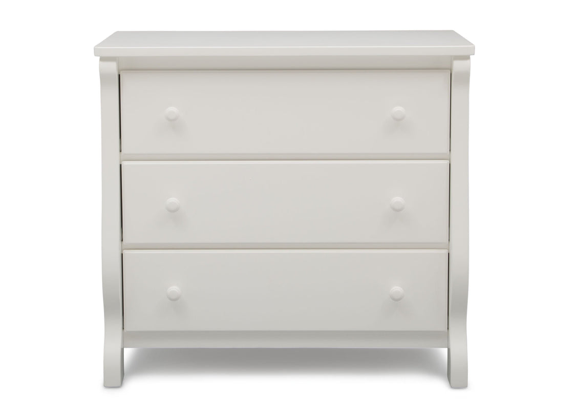DCB: Delta Children White (100) Universal 3 Drawer Dresser Front Silo View