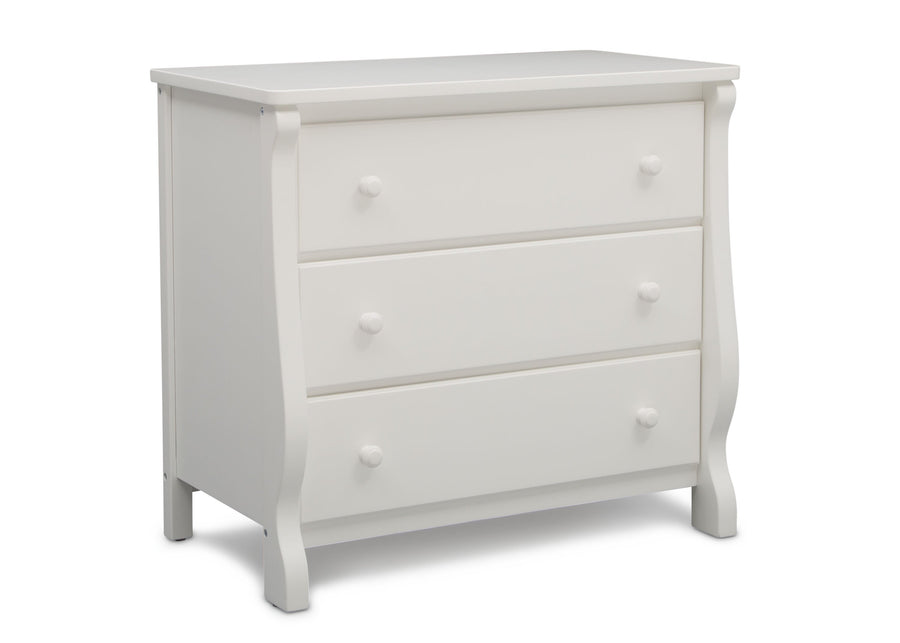 Delta Children White (100) Universal 3 Drawer Dresser Right Silo View 6-Universal 3 Drawer Dresser