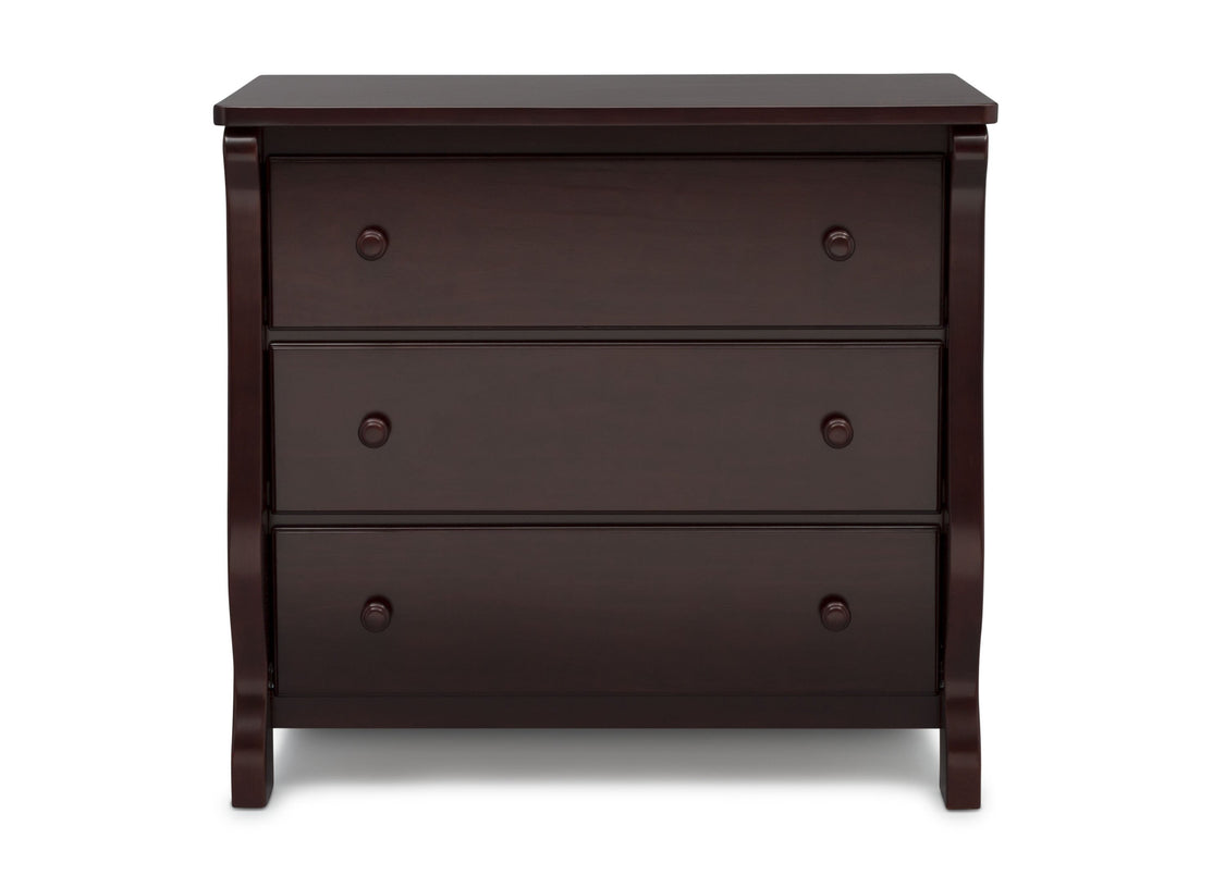 Delta Children Espresso Cherry (205) Universal 3 Drawer Dresser Front Silo View