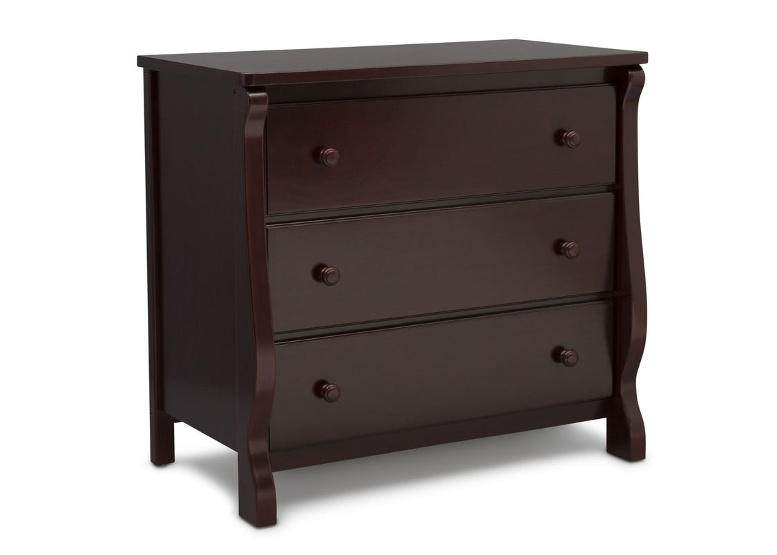 Delta Children Espresso Cherry (205) Universal 3 Drawer Dresser Right Silo View