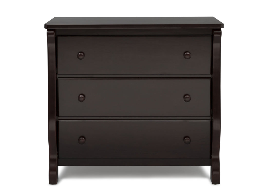 Delta Children Dark Chocolate (207) Universal 3 Drawer Dresser Front Silo View
