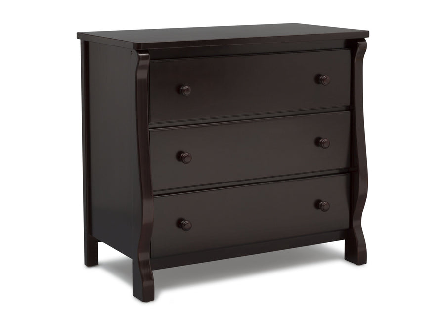 Delta Children Dark Chocolate (207) Universal 3 Drawer Dresser Right Silo View 14-Universal 3 Drawer Dresser