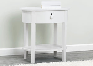 Delta Children Textured White (1349) Farmhouse Nightstand with Drawer, Right Silo View 11