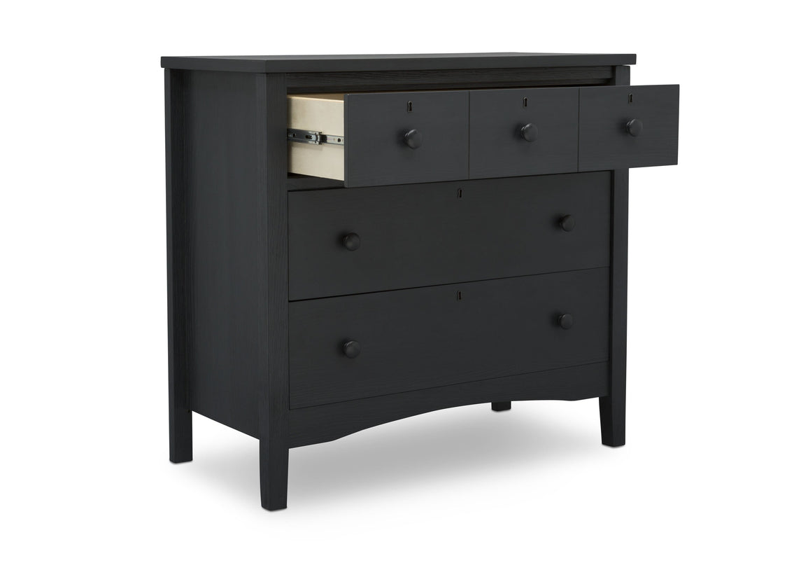 Delta Children Textured Midnight Grey (1347) Farmhouse 3 Drawer Dresser with Changing Top