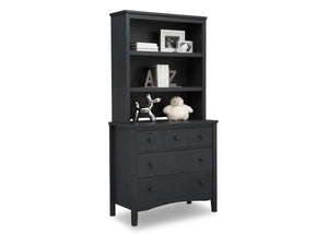 Delta Children Textured Midnight Grey (1347) Farmhouse 3 Drawer Dresser with Changing Top, Right Silo View with Hutch 29
