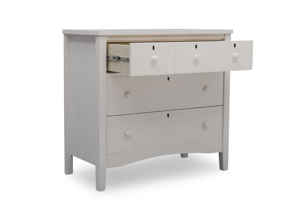 Delta Children Textured White (1349) Farmhouse 3 Drawer Dresser with Changing Top