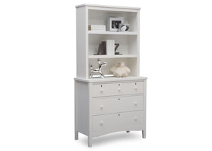 Delta Children Textured White (1349) Farmhouse 3 Drawer Dresser with Changing Top, Right Silo View with Hutch 8