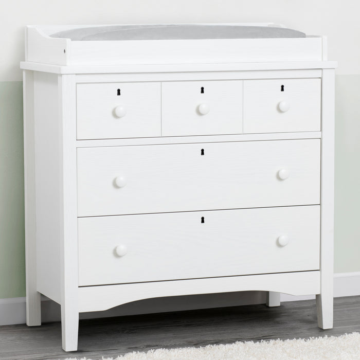 Textured White (1349) 0-Farmhouse 3 Drawer Dresser with Changing Top