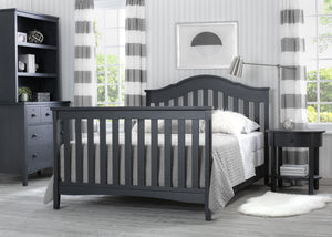 Delta Children Textured Midnight Grey (1347) Farmhouse Nightstand with Drawer, Hangtag View 8