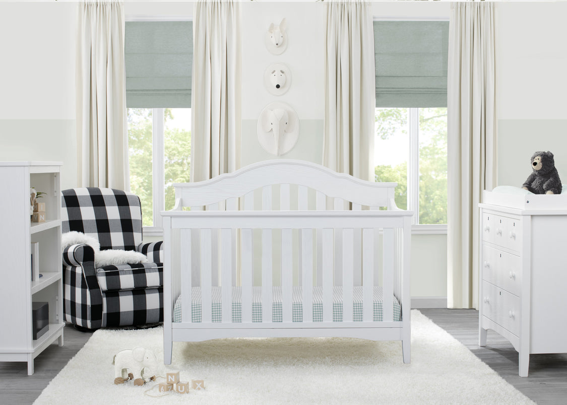 Delta Children Textured White (1349) Farmhouse 3 Drawer Dresser with Changing Top