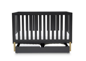 Hendrix 4-in-1 Convertible Crib + Under Crib Roll-Out Storage Midnight Grey with Metal (1361) 4