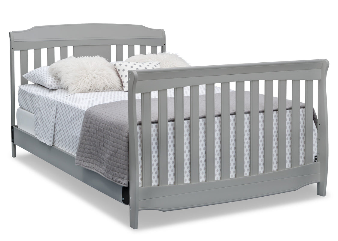 Delta Children Grey (026) Westminster 6-in-1 Convertible Crib, Right Full Bed Silo View