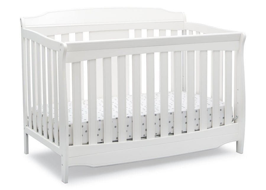 DCB: Delta Children Bianca White (130) Westminster 6-in-1 Convertible Crib, Right Crib Silo View 8-Westminster 6-in-1 Convertible Crib