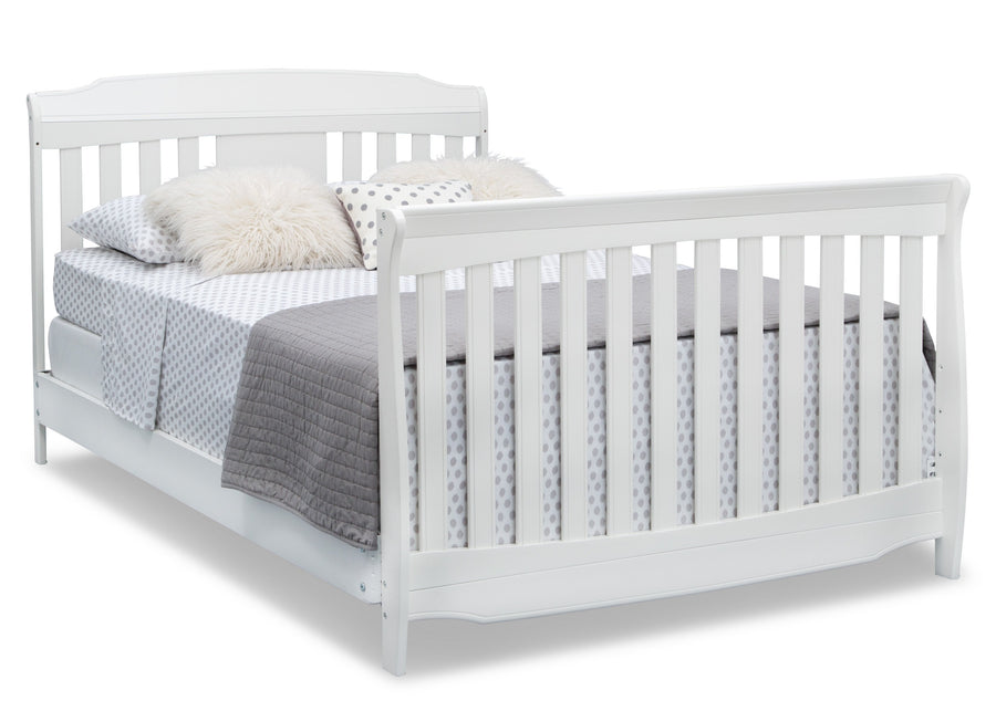 Delta Children Bianca White (130) Westminster 6-in-1 Convertible Crib, Right Full Bed Silo View 11-Westminster 6-in-1 Convertible Crib