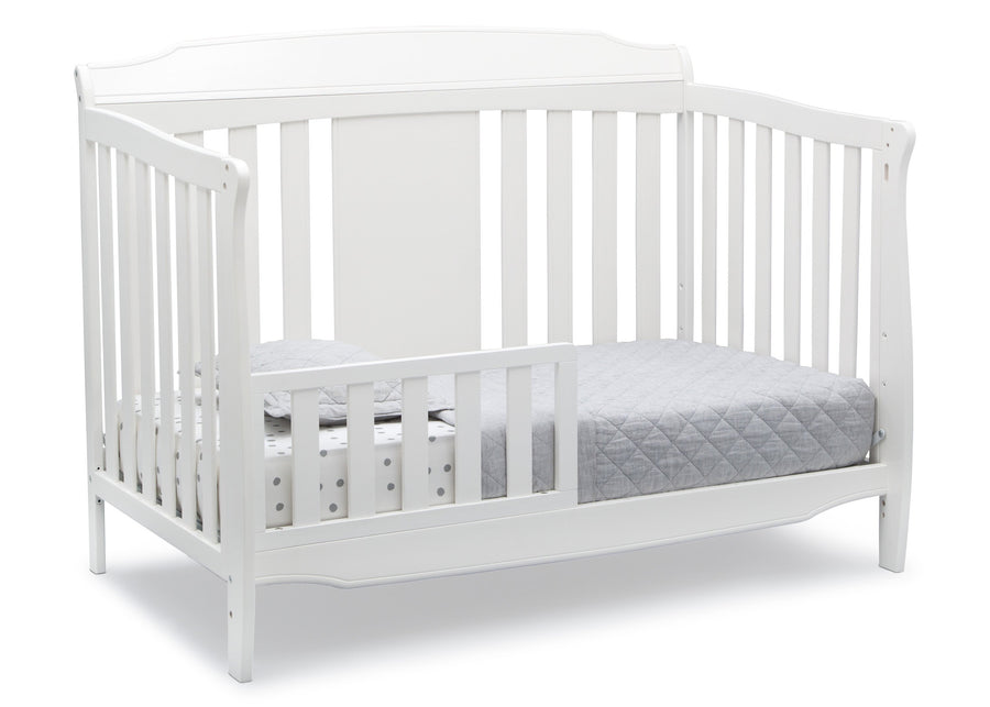 Delta Children Bianca White (130) Westminster 6-in-1 Convertible Crib, Right Toddler Bed Silo View 9-Westminster 6-in-1 Convertible Crib