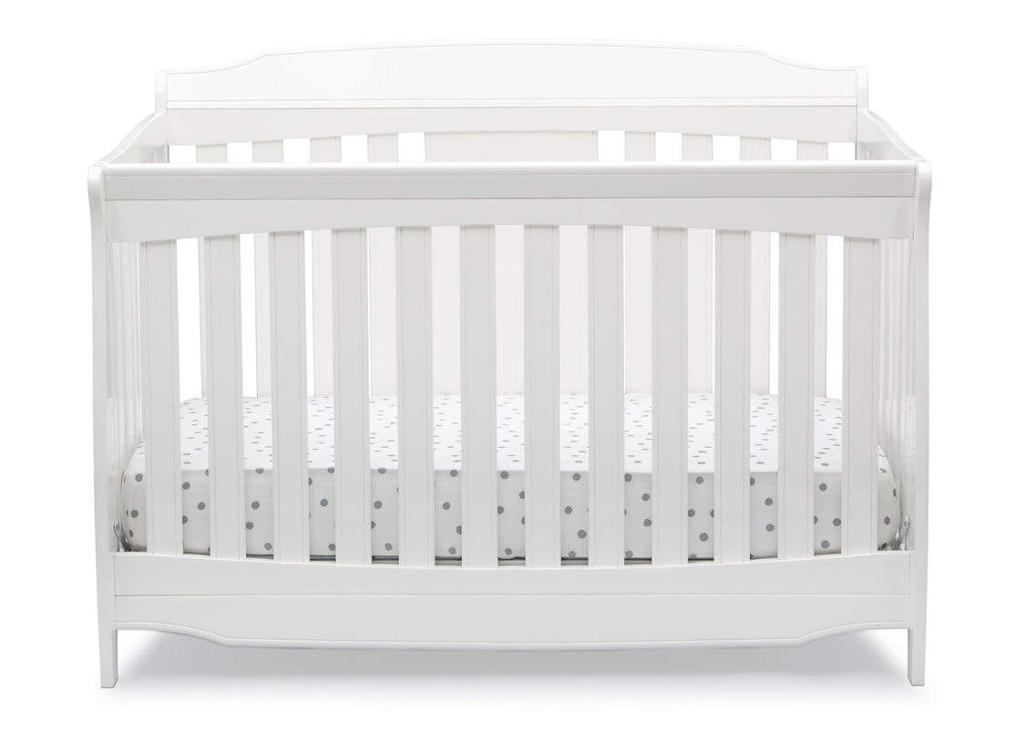 Delta Children Bianca White (130) Westminster 6-in-1 Convertible Crib, Front Crib Silo View