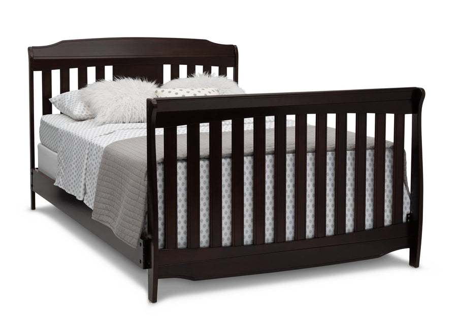 Delta Children Dark Chocolate (207) Westminster 6-in-1 Convertible Crib, Right Full Bed Silo View 17-Westminster 6-in-1 Convertible Crib