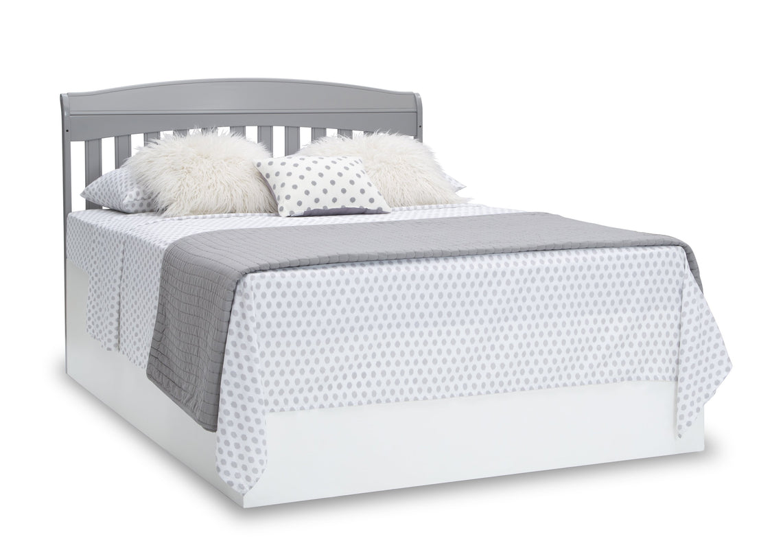 Delta Children Grey (026) Colton 6-in-1 Convertible Crib, Right Full Bed with Headboard Silo View