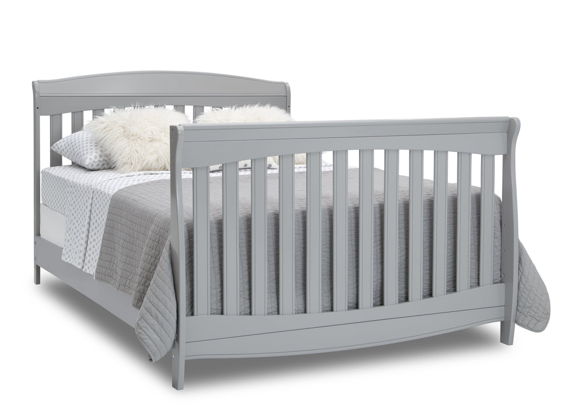 Delta Children Grey (026) Colton 6-in-1 Convertible Crib, Right Full Bed with Headboard and Footboard Silo View
