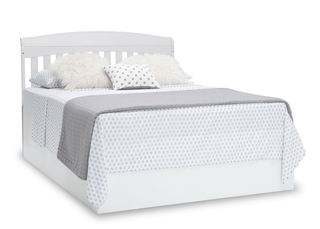 Delta Children Bianca White (130) Colton 6-in-1 Convertible Crib, Right Full Bed with Headboard Silo View
