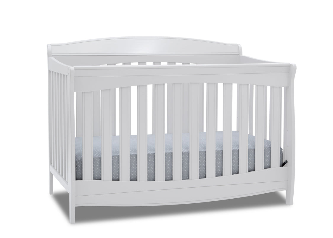 Delta Children Bianca White (130) Colton 6-in-1 Convertible Crib, Right Crib Silo View