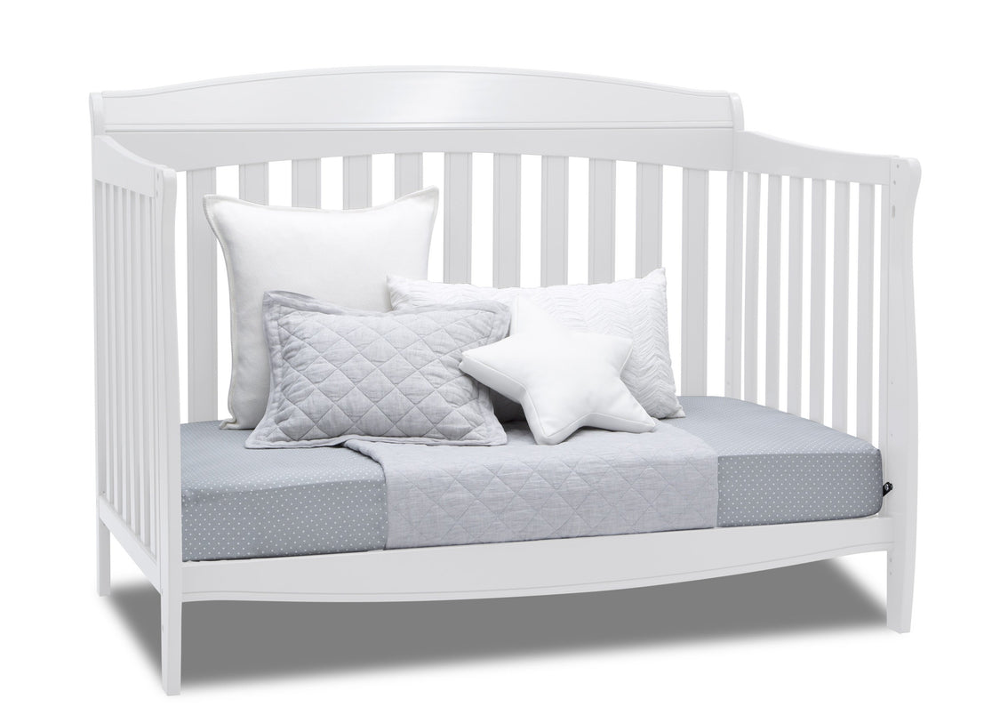 Delta Children Bianca White (130) Colton 6-in-1 Convertible Crib, Right Day Bed Silo View