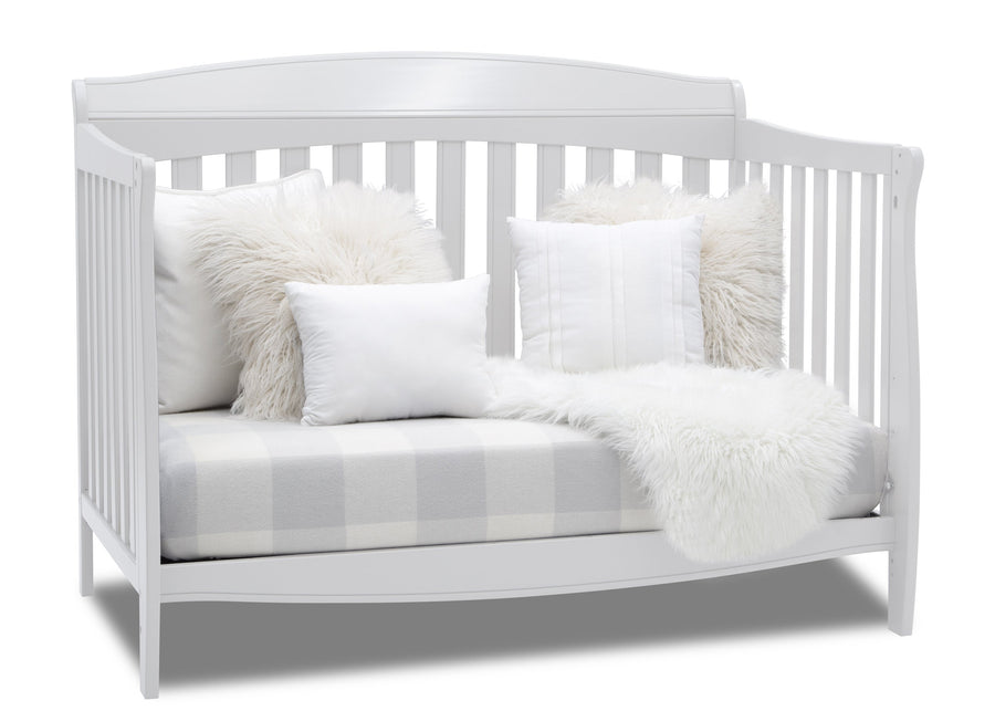 Delta Children Bianca White (130) Colton 6-in-1 Convertible Crib, Right Sofa Silo View 13-Colton 6-in-1 Convertible Crib