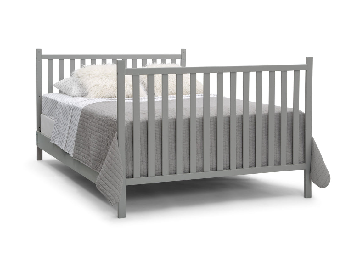 Delta Children Grey (026) Mercer 6-in-1 Convertible Crib, Right Full Bed with Headboard and Footboard Silo View