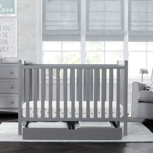 Grey (026) 20-Mercer 6-in-1 Convertible Crib + Under Crib Roll-Out Storage