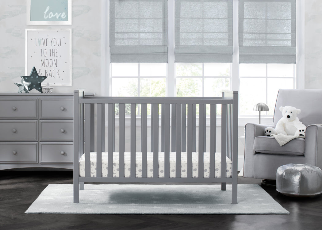 Delta Children Grey (026) Mercer 6-in-1 Convertible Crib, Room View