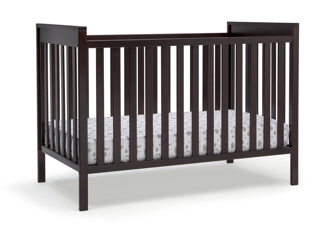 Delta Children Dark Chocolate (207) Mercer 6-in-1 Convertible Crib, Right Crib Silo View