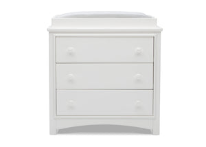 DCB: Delta Children Bianca White (130) Perry 3 Drawer Dresser with Changing Top, Front Silo View 2