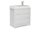 Delta Children Bianca White (130) Perry 3 Drawer Dresser with Changing Top, Right Silo View 3-Perry 3 Drawer Dresser with Changing Top
