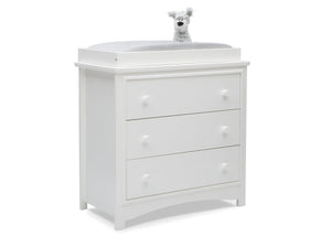 Delta Children Bianca White (130) Perry 3 Drawer Dresser with Changing Top, Right Silo View 3