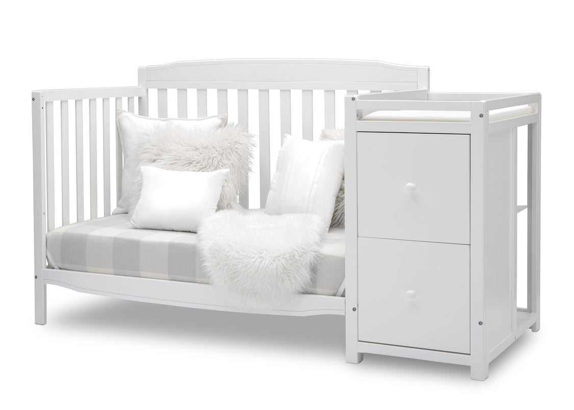 Mason Convertible 6-in-1 Crib and Changer Bianca White (130)