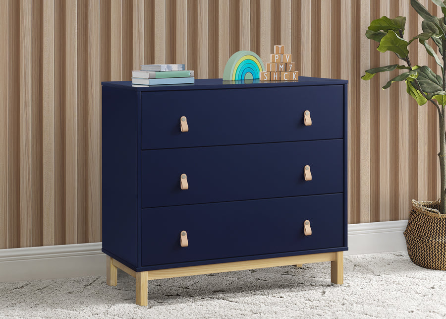 Navy with Natural (1481) 1-babyGap Legacy 3 Drawer Dresser with Leather Pulls