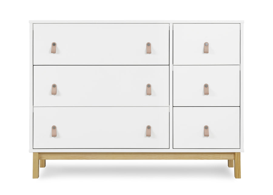Bianca White with Natural (123) 3-babyGap Legacy 6 Drawer Dresser with Leather Pulls