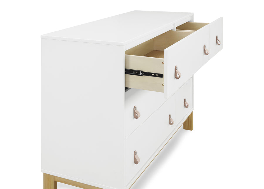 Bianca White with Natural (123) 4-babyGap Legacy 6 Drawer Dresser with Leather Pulls