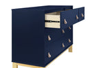 Navy with Natural (1481) 9-babyGap Legacy 6 Drawer Dresser with Leather Pulls