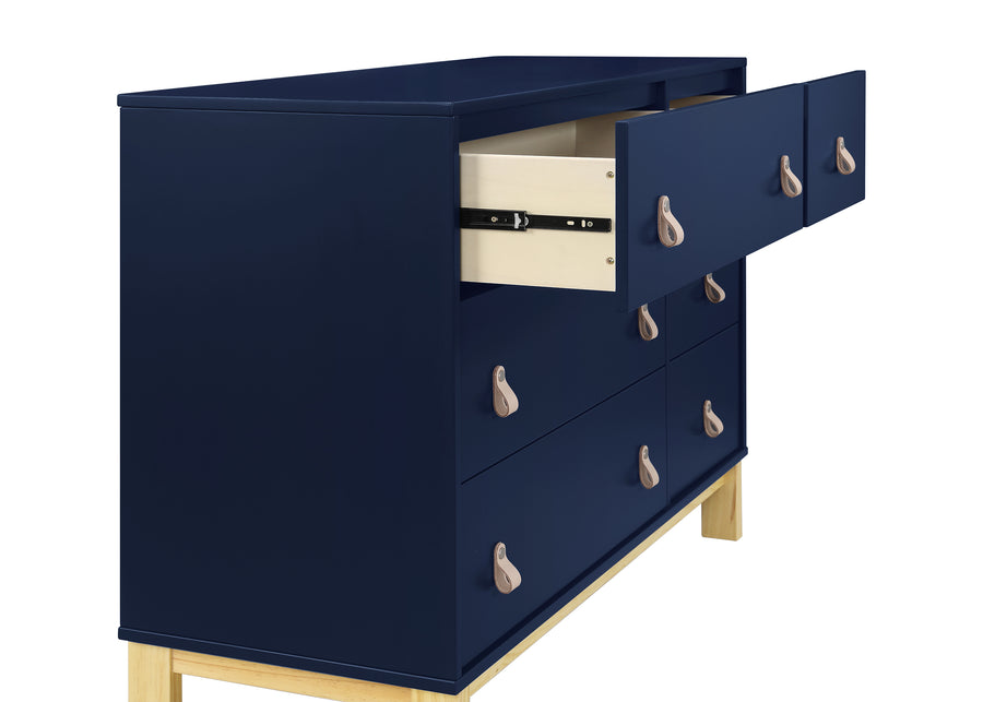 Navy with Natural (1481) 9-babyGap Legacy 6 Drawer Dresser with Leather Pulls