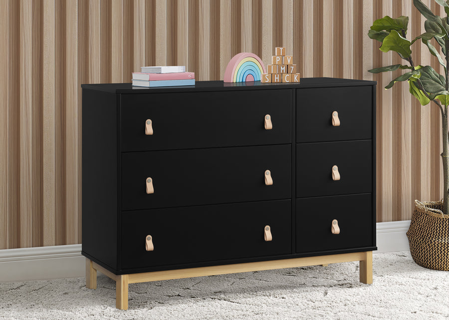 Ebony with Natural (1482) 11-babyGap Legacy 6 Drawer Dresser with Leather Pulls