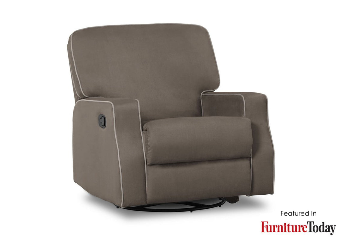 Delta Children Graphite with Dove Welt (944) Charlie Nursery Recliner Swivel Glider Chair W2520210C, With Seal, c5c