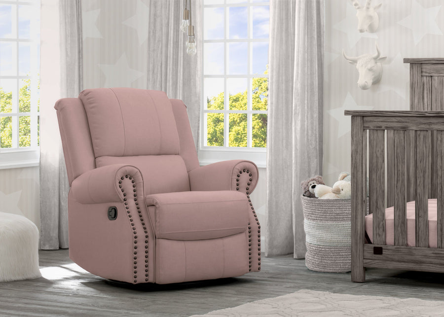 Delta Children Blush (636) Dexter Nursery Recliner Swivel Glider Chair (W2524310C), Hangtag, a1a 1-Dexter Nursery Recliner Swivel Glider Chair