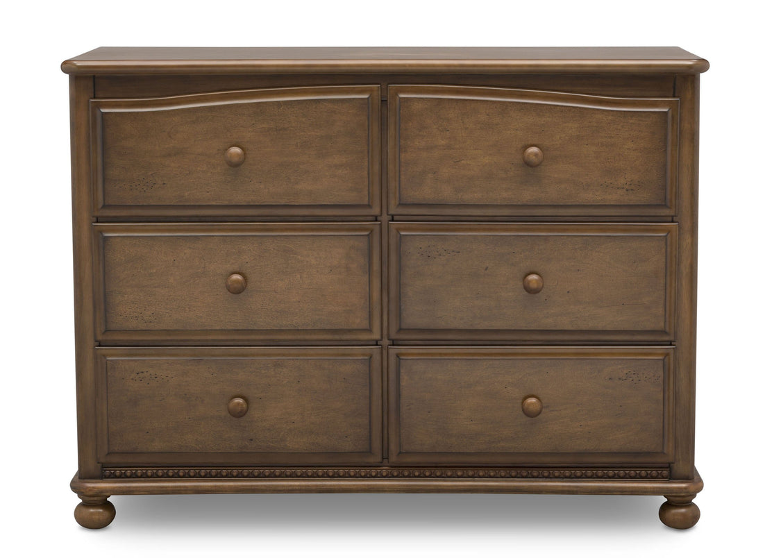 Simmons Kids Antique Chestnut (2100) Cortona 6 Drawer Dresser, Front Facing Silo, c2c