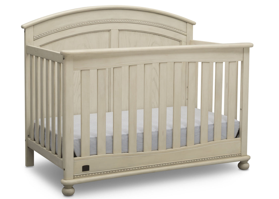 Simmons Kids Antique White (122) Ainsworth 4-in-1 Convertible Crib (W337250), Right Facing, a3a