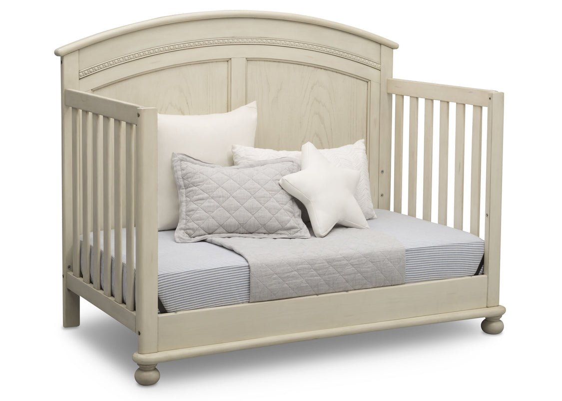 Simmons Kids Antique White (122) Ainsworth 4-in-1 Convertible Crib (W337250), Day Bed Conversion, a5a
