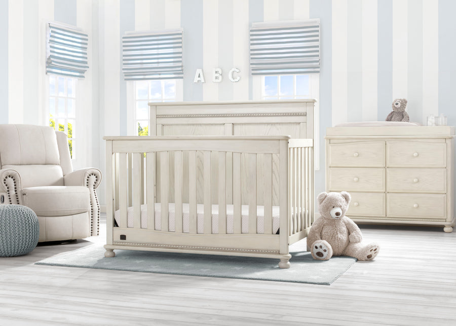 Delta Children Antique White (122) Fontana 4-in-1 Convertible Crib (W337350) Room View, a1a 2-Fontana 4-in-1 Convertible Crib
