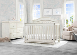 Delta Children Antique White (122) Bristol 4-in-1 Convertible Crib (W337450) Room View, a1a 0