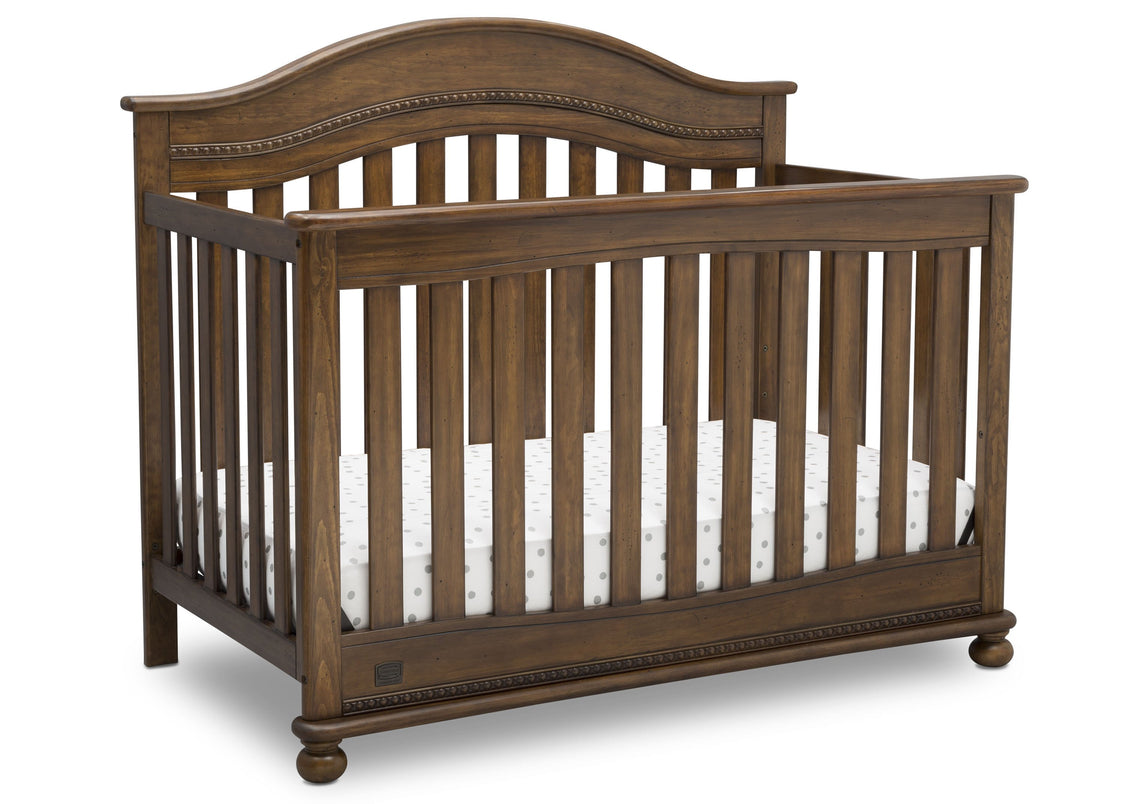 Delta Children Antique Chestnut (2100) Bristol 4-in-1 Convertible Crib (W337450) Right Facing Silo, c3c