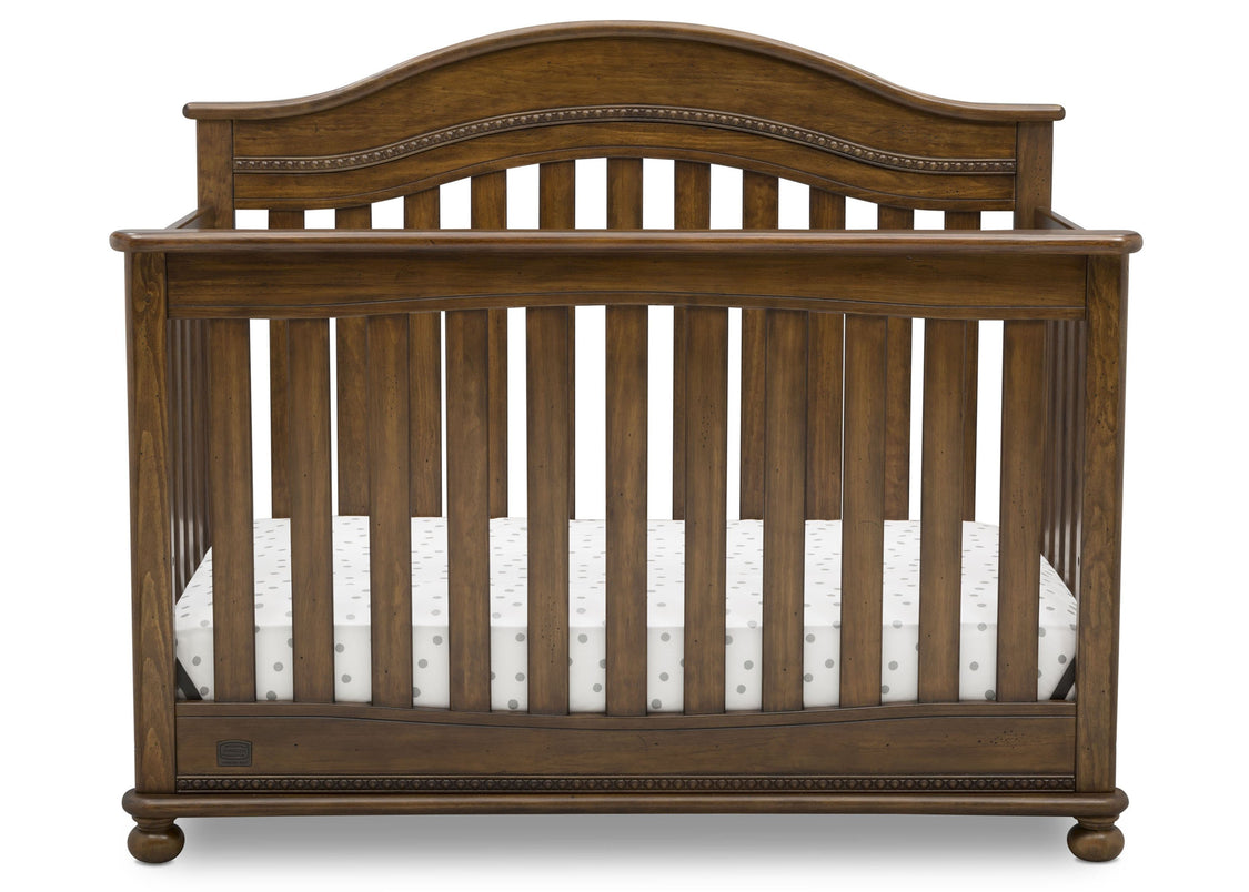 Delta Children Antique Chestnut (2100) Bristol 4-in-1 Convertible Crib (W337450) Front Facing Silo, c2c